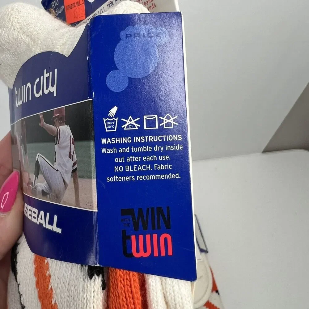 TCK Twin City Baseball Softball Ribbon Stirrup Tube Socks‎ White Orange Black